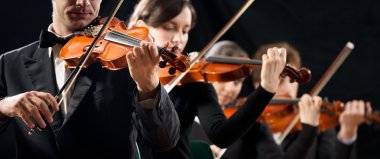 Violin orchestra performing clipart