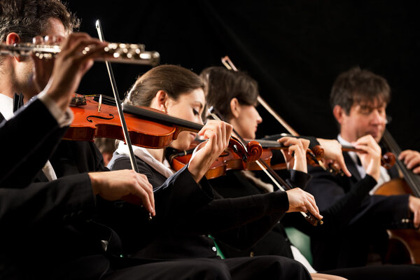 Classical music concert: symphony orchestra on stage