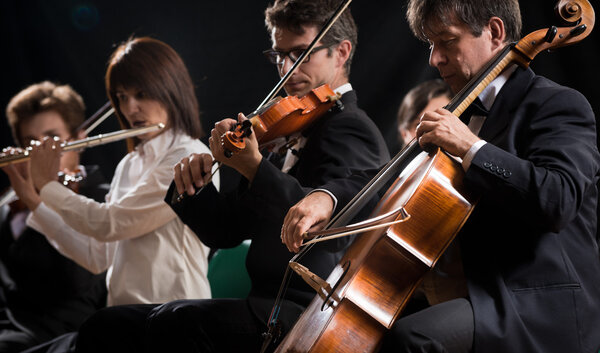 Classical music concert: symphony orchestra on stage