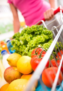 alışveriş sepeti dolu sebze ve meyve