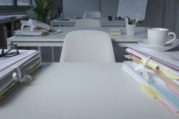 Corporate Office Interior Desk Close Blank Copy Space — Stockfoto