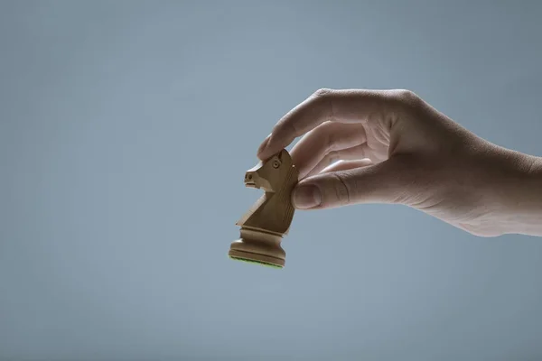 Professional Player Holding Chess Piece Strategy Games Concept — Stockfoto