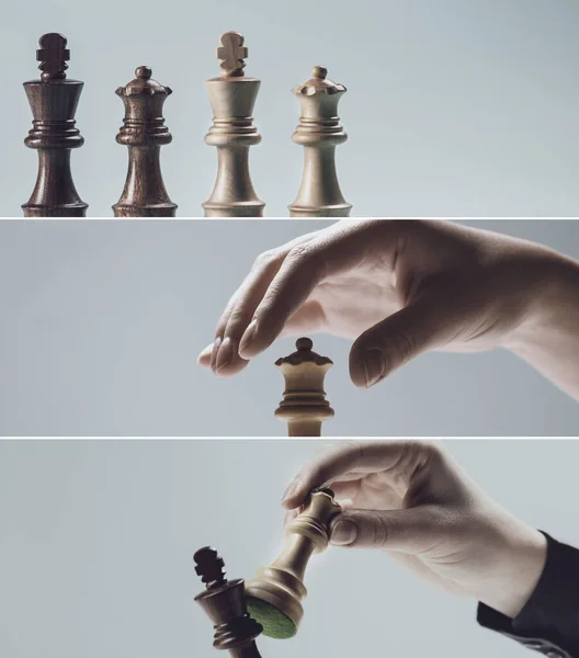 Šachista Šach Mat Bannery Set Kopírovacím Prostorem — Stock fotografie