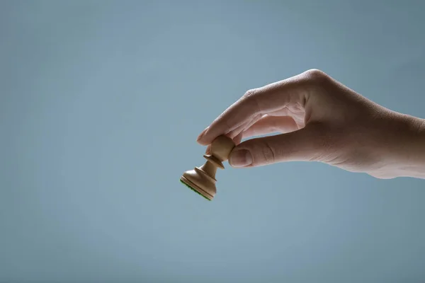 Professional Player Holding Chess Piece Strategy Games Concept — Stock Photo, Image