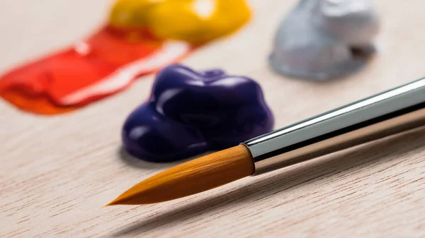 Paint Brush Paint Swatches Palette Art Creativity Concept Close — 图库照片