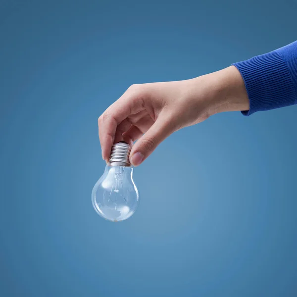 Hand Holding Incandescent Lighbulb Recycling Concept — Stock Photo, Image