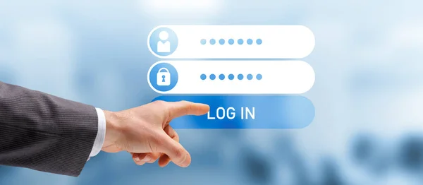 Corporate Businessman Logging Website Online Using His Username Password — Stock Photo, Image