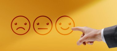 Corporate businessman giving a positive rating, feedback and evalutation concept