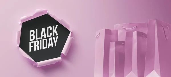 Black Friday Promóciós Eladó Banner Bevásárló Táskák — Stock Fotó
