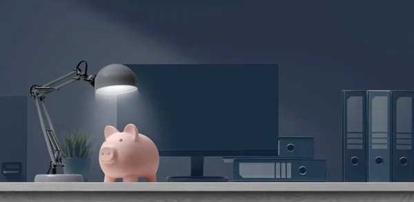 Piggy Bank Kantoor Bureaublad Beleggingen Leningen Concept — Stockfoto