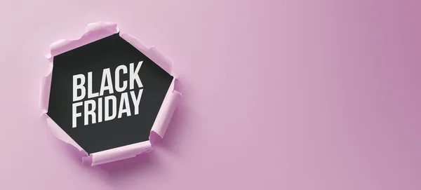 Torn Paper Hole Black Friday Text Promotional Sale Banner Copy — стоковое фото