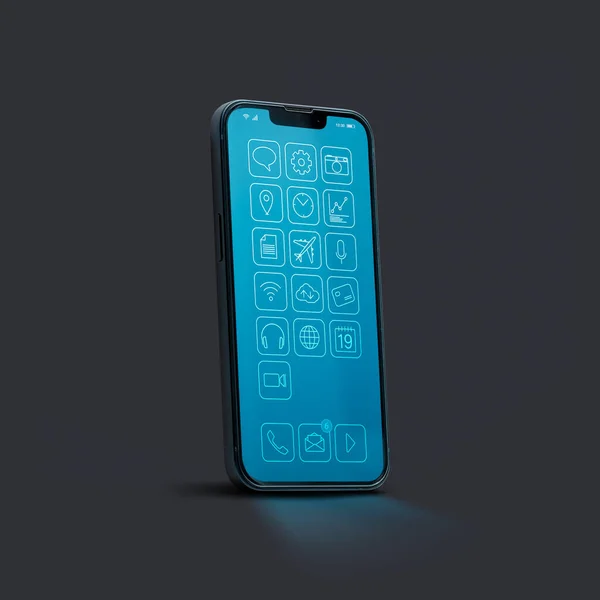 Smartphone Med Minimalistisk Hemskärm Och Mobilappar Användargränssnitt Koncept — Stockfoto