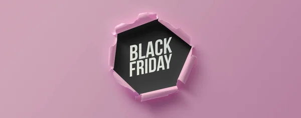Torn Paper Hole Black Friday Text Promotional Sale Banner Copy — Stock Photo, Image