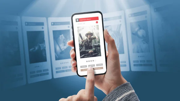 User Buying Movie Ticket Online Smartphone App — Stock Photo, Image