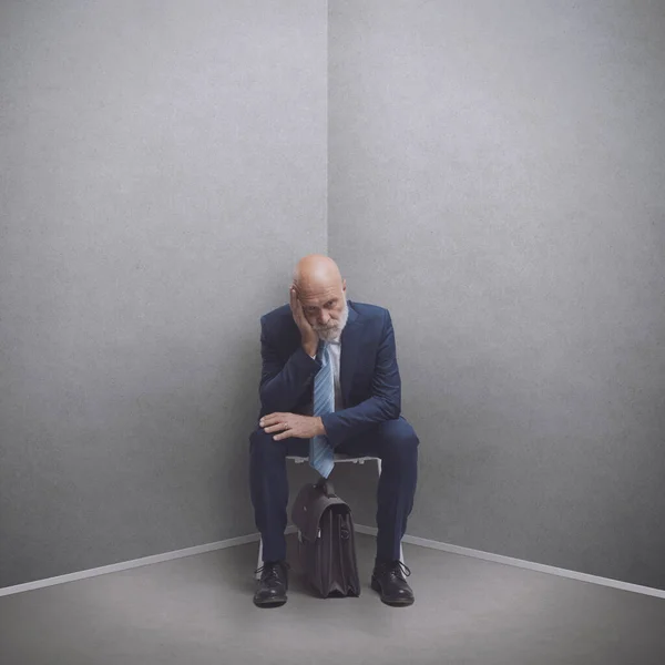 Senior Corporate Businessman Sitting Corner Job Interview Meetings Concept — Stock Photo, Image