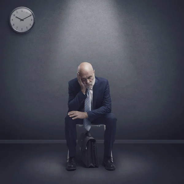Disappointed Job Candidate Sitting Waiting Interview Employment Career Concept — Stock Photo, Image