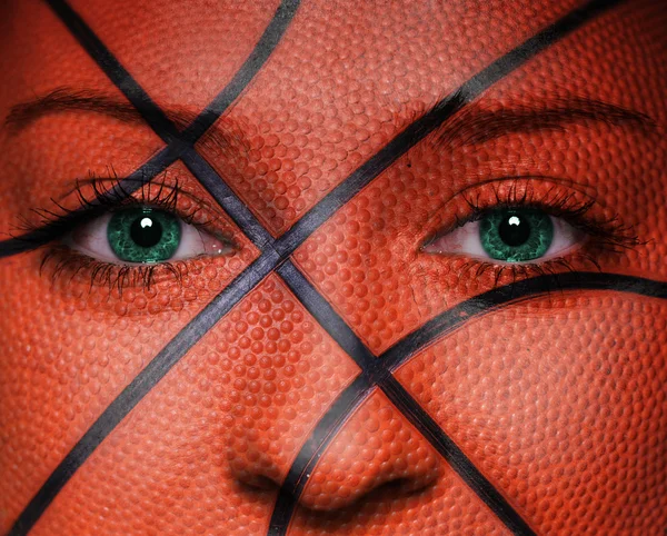 Basketball pattern on woman face — Stock Photo, Image