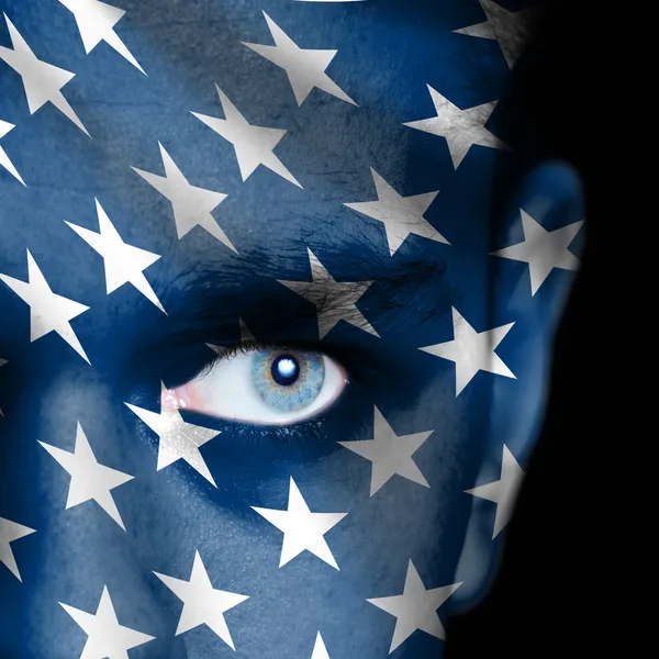 Human face painted with flag of USA Royalty Free Stock Images