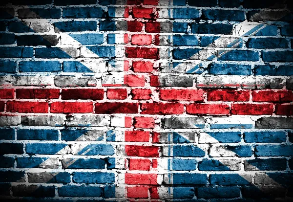 Bandeira do Reino Unido na parede de tijolos velha — Fotografia de Stock