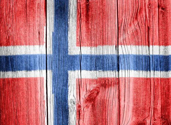 The Norwegian flag painted on wooden fence — Stock Photo, Image