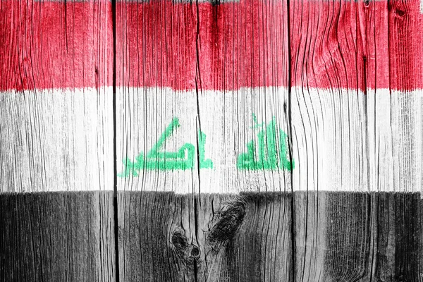 Bandeira iraquiana pintada em almofada de madeira — Fotografia de Stock
