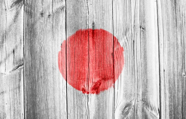 Wooden wall with japan flag — Stock Photo, Image