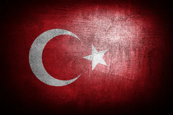 Bandera Grunge de Turquía sobre fondo de pared —  Fotos de Stock