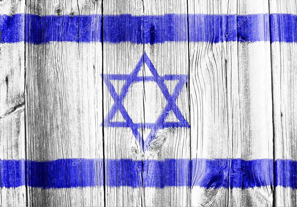 The Israeli flag painted on wooden pad