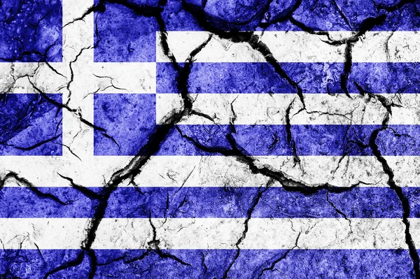 Sprucken jord som Grekland flagga — Stockfoto