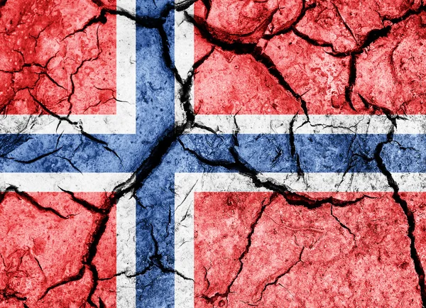 ノルウェー国旗としての土壌のひび — ストック写真