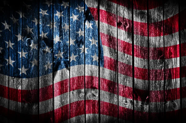 The USA flag painted on wooden pad — Stock Photo, Image