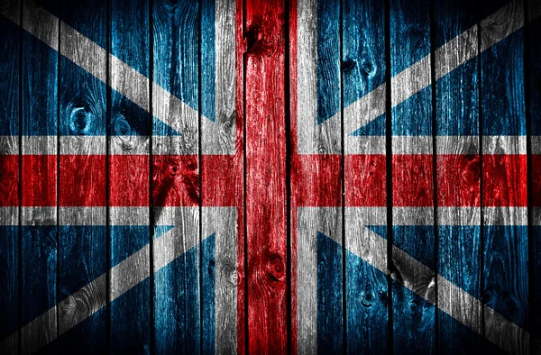 Wooden wall with British flag — Stock Photo, Image