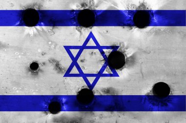 Grunge kurşun delikleri ile İsrail bayrağı
