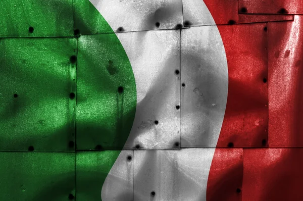 Bandera de Italia en placa de metal plano viejo — Foto de Stock