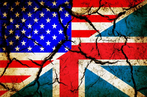 USA och england flagga tillsammans på grunge bakgrund — Stockfoto
