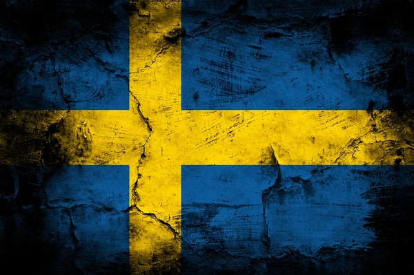 黑暗 grunge 瑞典国旗 — 图库照片