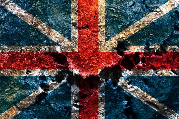 生锈的金属板上画的英格兰国旗 — 图库照片