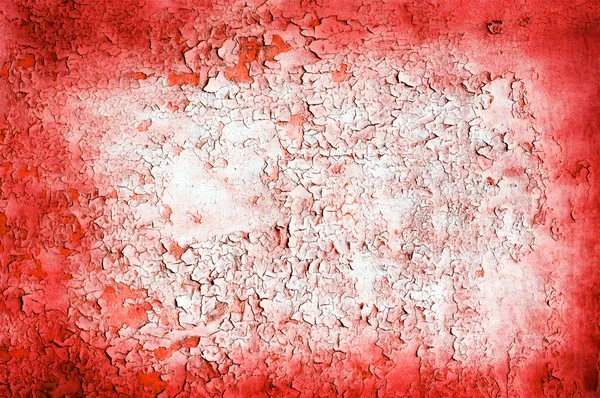Red wall with old cracked paint — Stock Photo, Image