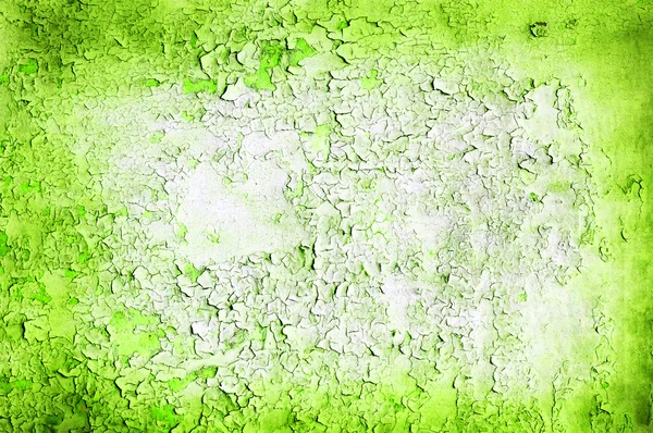 Green wall with old cracked paint — ストック写真