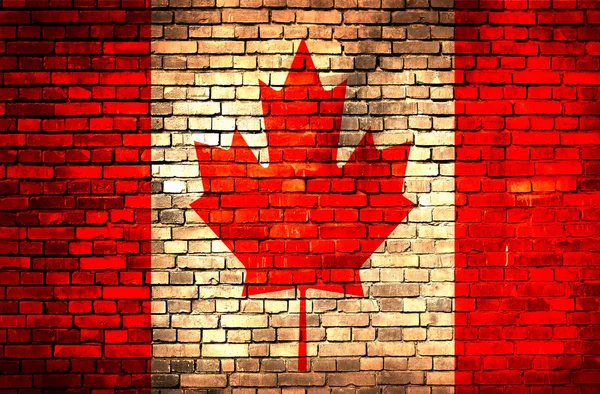 Canada flag on brick wall — Stock Photo, Image