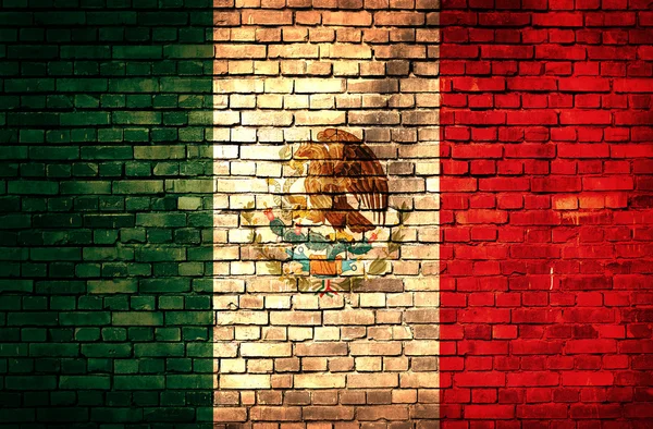 Mexican flag on brick wall — Stock Photo, Image