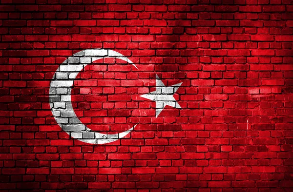 土耳其国旗在砖墙上 — 图库照片