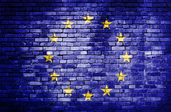 European Unionflag on brick wall — Stockfoto