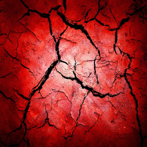 Rosso sfondo terra screpolata — Foto Stock