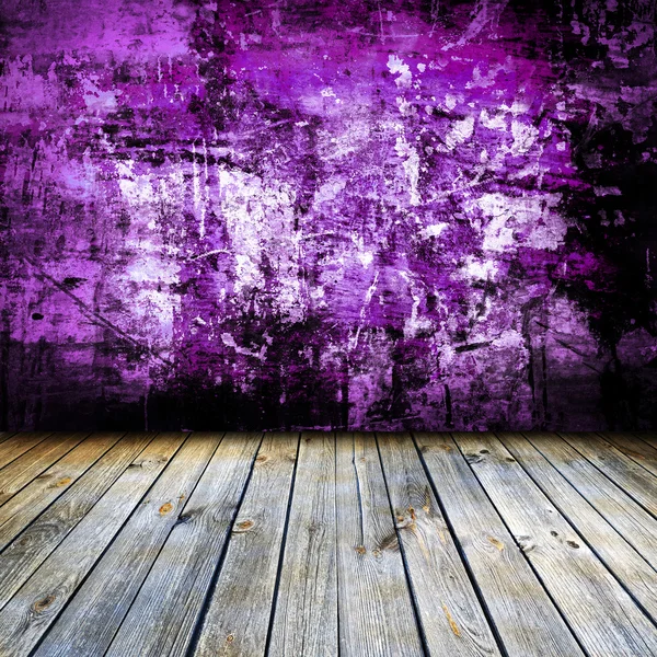 Dark vintage violet room with wooden floor — Stock Photo, Image