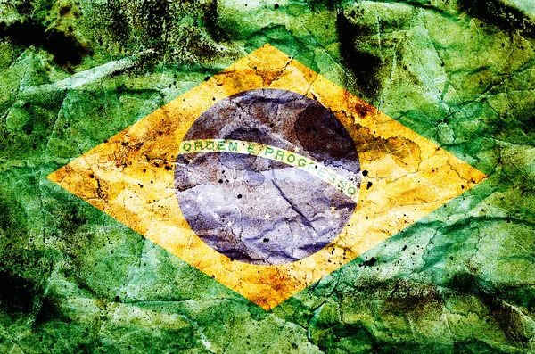 Brasilien flagga på vintage papper — Stockfoto