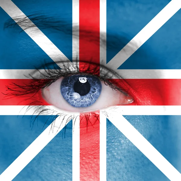 England flag on human face — Stock Photo, Image