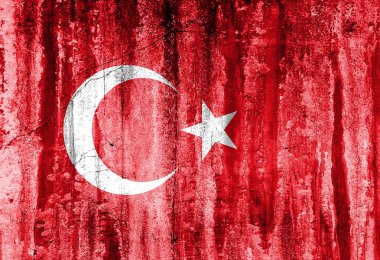 Grunge bayrak duvar zemin üzerine Türkiye'nin