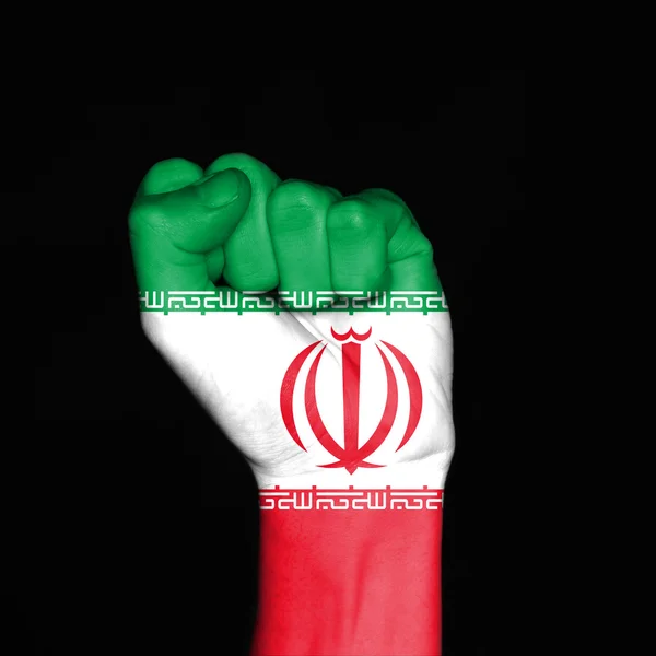 Iran flag painted on fist — Stock Photo, Image