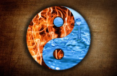 su ve ateş. Yin ve yang sembolü uyum
